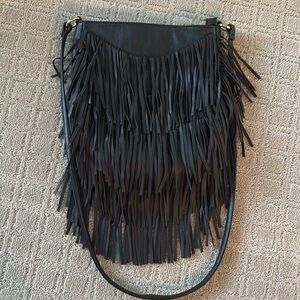 INC International Concepts Black Fringe Shoulder Bag